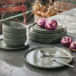 Assiette*alinea Assiette plate en faïence D28cm - cèdre Vert