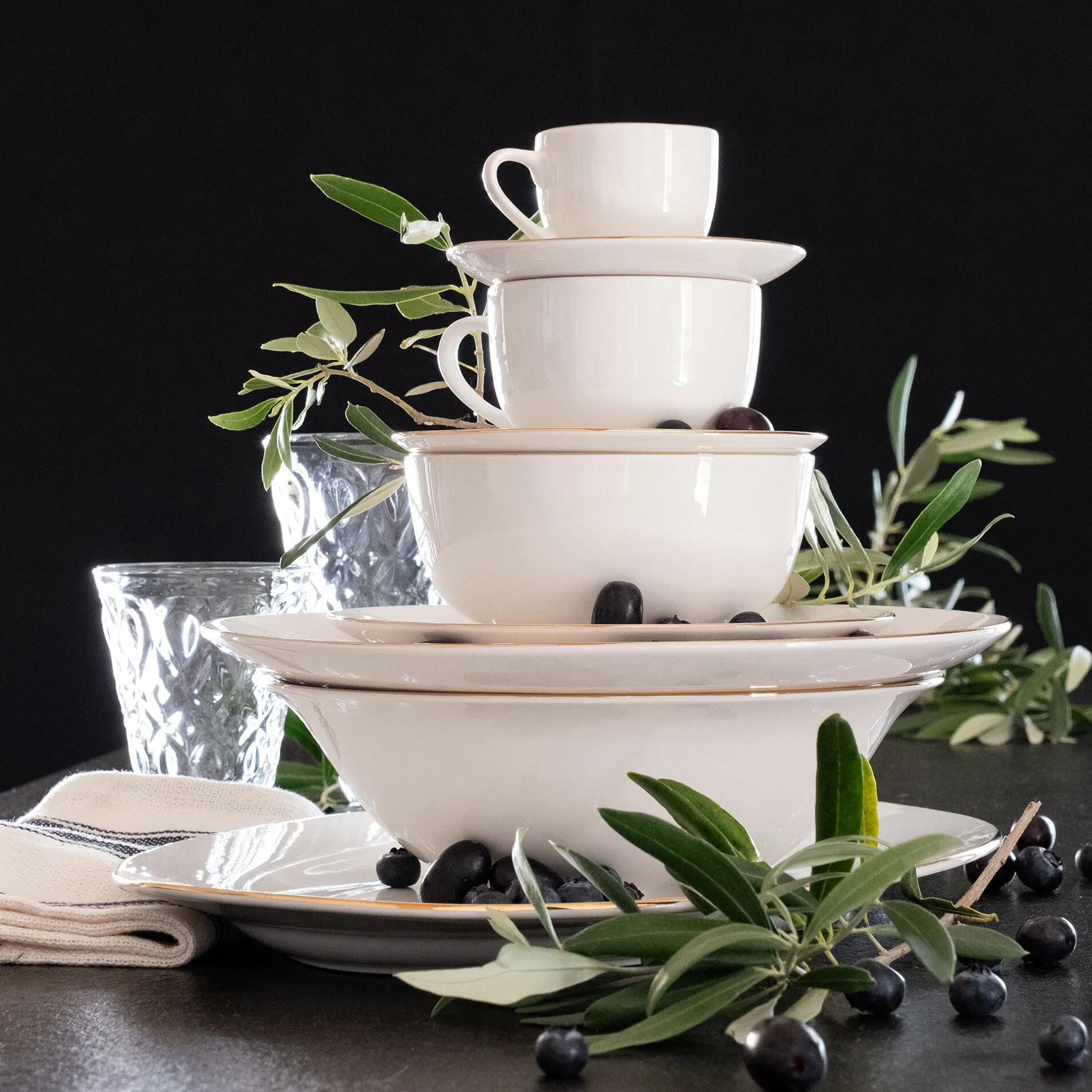 Assiette|Assiette De Noël*alinea Assiette plate en porcelaine avec liseré doré D26,8cm - Blanc