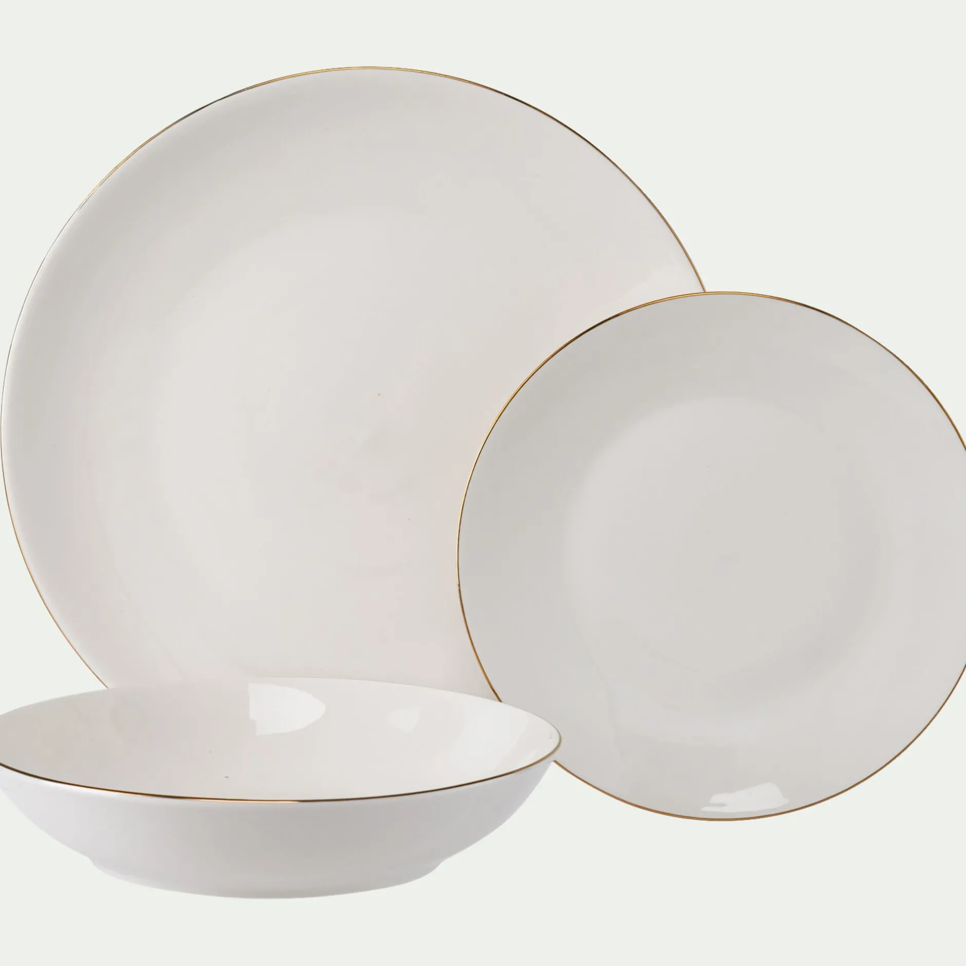 Assiette|Assiette De Noël*alinea Assiette plate en porcelaine avec liseré doré D26,8cm - Blanc