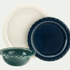 Assiette*alinea Assiette plate ondulée en grès D27,5cm - ventoux Blanc