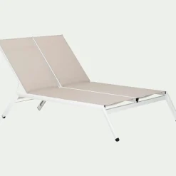 Transat Et Chaise Longue*alinea Bain de soleil double en aluminium et textilène - Gris