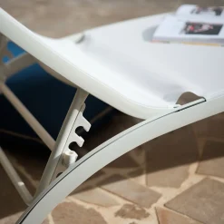 Transat Et Chaise Longue*alinea Bain de soleil en aluminium et textilène - Blanc