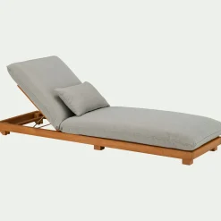 Transat Et Chaise Longue*alinea Bain de soleil en eucalyptus avec matelas - Gris