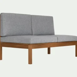 Canapé Extérieur|Salon De Jardin Modulable*alinea Banquette de jardin en acacia et coussin - (2 places) Gris