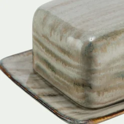 Vaisselle Petit Déjeuner*alinea Beurrier en grès réactif 9,5x12,5cm - Gris