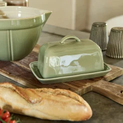 Vaisselle Petit Déjeuner*alinea Beurrier en grès 13x20cm - Vert