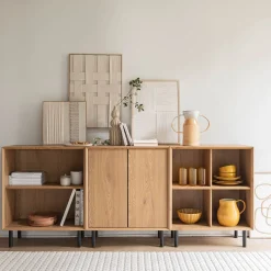 Meuble D'Entrée|Bibliothèque Et Étagère*alinea Bibliothèque 2 cases avec portes en bois L70xl36xH70cm - Bois clair