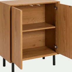 Meuble D'Entrée|Bibliothèque Et Étagère*alinea Bibliothèque 2 cases avec portes en bois L70xl36xH70cm - Bois clair