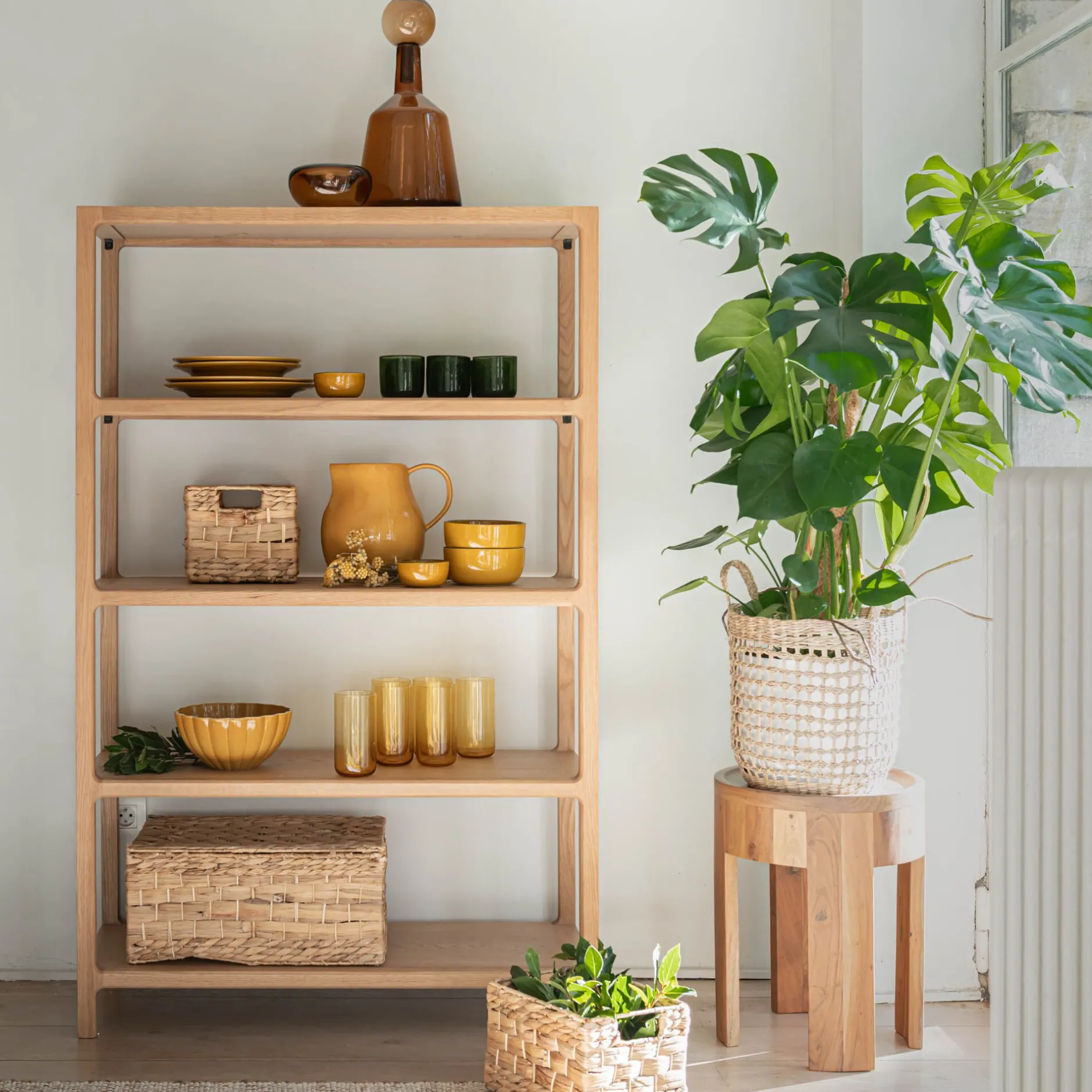 Bibliothèque Et Étagère*alinea Bibliothèque 4 étagères en chêne L90xl35,5xH143,5cm - Bois clair