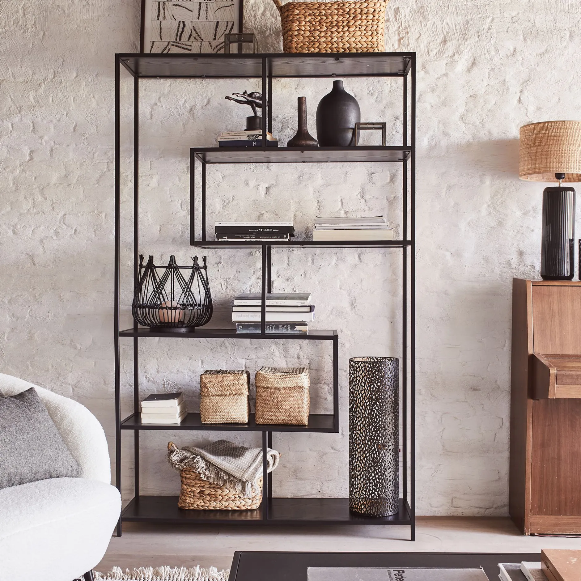 Bibliothèque Et Étagère*alinea Bibliothèque en métal et en bois - Noir