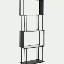 Bibliothèque Et Étagère*alinea Bibliothèque en verre et métal - L60xP30xH170cm Noir