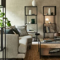 Bibliothèque Et Étagère*alinea Bibliothèque en verre et métal - L60xP30xH170cm Noir