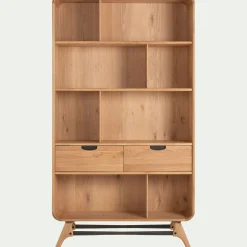 Bibliothèque Et Étagère*alinea Bibliothèque plaquée chêne et piètement chêne massif H200xL110cm- Bois clair