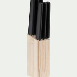 Couvert De Table*alinea Bloc de 6 couteaux bi-matière et bio matière - Noir