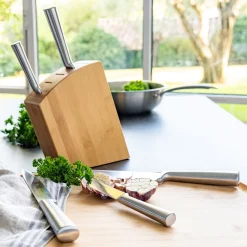 Couteau De Cuisine*alinea Bloc de 5 couteaux en bambou et inox - Naturel