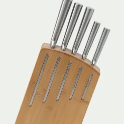 Couteau De Cuisine*alinea Bloc de 5 couteaux en bambou et inox - Naturel