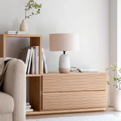 Rangement À Composer*alinea Bloc de 2 grands tiroirs en chêne strié L82cm - Bois clair