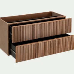 Rangement À Composer*alinea Bloc de 2 grands tiroirs en chêne strié L82cm - Bois foncé