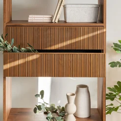 Rangement À Composer*alinea Bloc de 2 grands tiroirs en chêne strié L82cm - Bois foncé