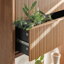 Rangement À Composer*alinea Bloc de 2 grands tiroirs en chêne strié L82cm - Bois foncé