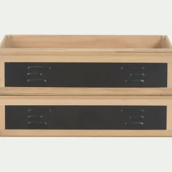 Rangement À Composer*alinea Bloc de 2 grands tiroirs en placage chêne et acier L82cm - Noir