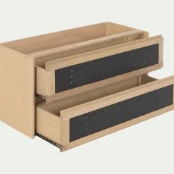 Rangement À Composer*alinea Bloc de 2 grands tiroirs en placage chêne et acier L82cm - Noir
