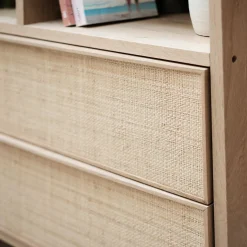 Rangement À Composer*alinea Bloc de 2 grands tiroirs en chêne et raphia L82cm - Bois clair