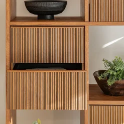 Rangement À Composer*alinea Bloc de 2 tiroirs en chêne strié L40cm - Bois foncé