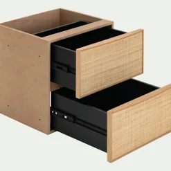 Rangement À Composer*alinea Bloc de 2 tiroirs en chêne et raphia L40cm - Bois clair