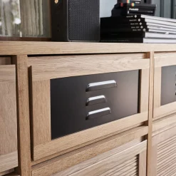 Rangement À Composer*alinea Bloc pour 1 tiroir en placage chêne et acier L40cm - Noir