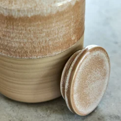 Bocal De Cuisine*alinea Bocal avec couvercle 1L en grès - Beige