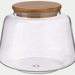 Bocal De Cuisine*alinea Bocal conique en verre avec couvercle en bambou 1L - Transparent