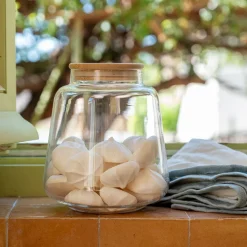 Bocal De Cuisine*alinea Bocal conique en verre avec couvercle en bambou 2,2L - Transparent