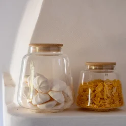 Bocal De Cuisine*alinea Bocal conique en verre avec couvercle en bambou 2,2L - Transparent