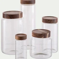 Bocal De Cuisine*alinea Bocal de conservation en verre avec couvercle en acacia 2L - Transparent
