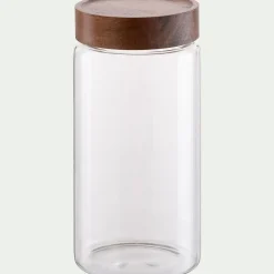 Bocal De Cuisine*alinea Bocal de conservation en verre avec couvercle en acacia 1,3L - Transparent