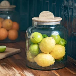 Bocal De Cuisine*alinea Bocal en verre avec couvercle en manguier 3,5L - Transparent