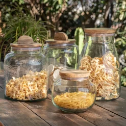 Bocal De Cuisine*alinea Bocal en verre avec couvercle en manguier 3,5L - Transparent