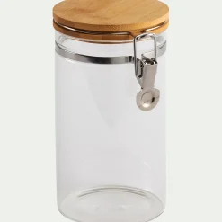 Bocal De Cuisine*alinea Bocal en verre avec couvercle en bambou 1L - Transparent