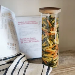Bocal De Cuisine*alinea Bocal en verre avec couvercle en acacia 1,5L - Transparent