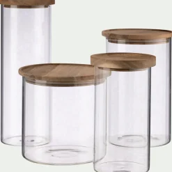 Bocal De Cuisine*alinea Bocal en verre avec couvercle en acacia 2L - transparent
