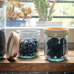 Bocal De Cuisine*alinea Bocal en verre recyclé avec couvercle en bois 35cl - Transparent