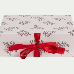 Objet Décoratif De Noël*alinea Boite cadeau motif fragon 30X20X10cm - Blanc