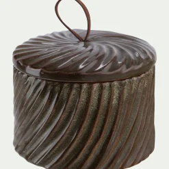 Décoration À Poser*alinea Boite déco en céramique D9,1xH7,5cm - Marron