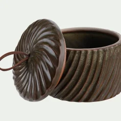 Décoration À Poser*alinea Boite déco en céramique D9,1xH7,5cm - Marron