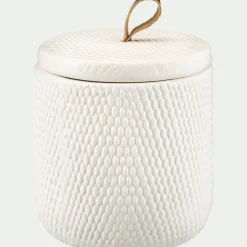 Décoration À Poser*alinea Boite déco en grès - D11xH11cm Blanc