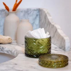 Décoration À Poser|Accessoire De Salle De Bain*alinea Boite déco en verre - D8,8xH8,4cm Vert