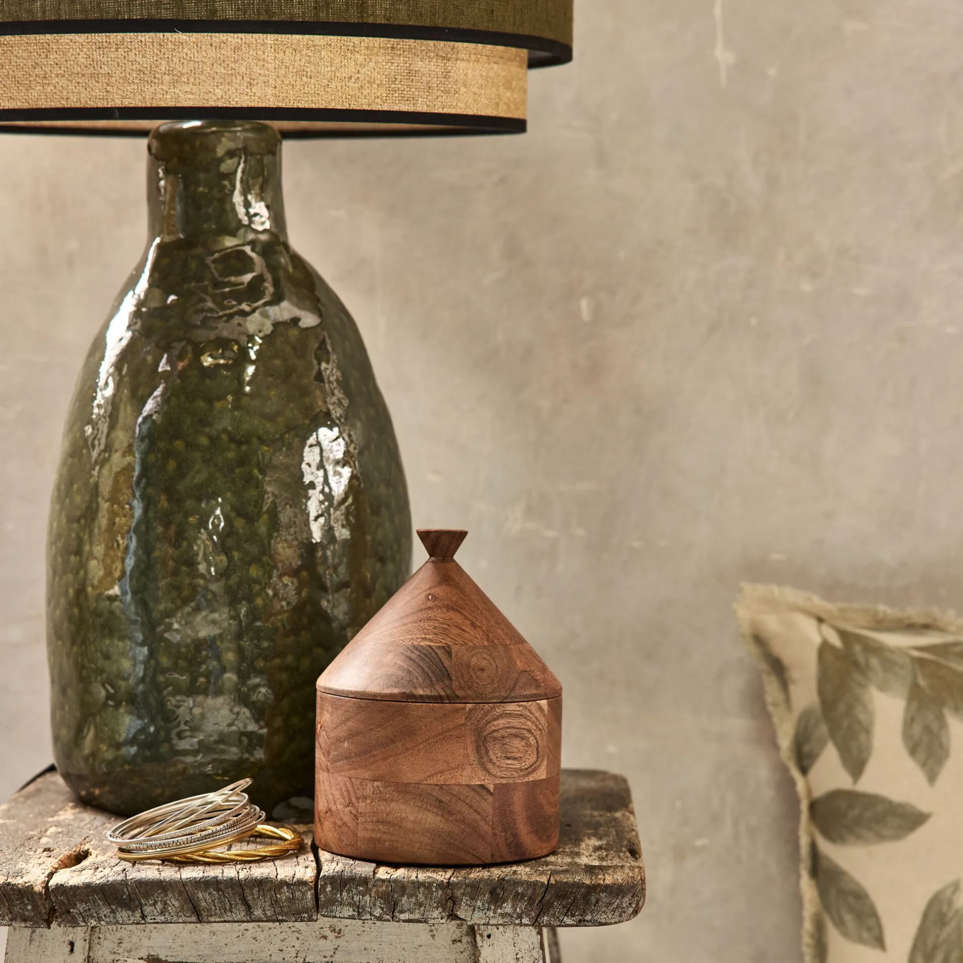 Décoration À Poser*alinea Boite décorative en bois d'acacia D12xH16cm - Naturel