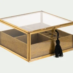Boîte De Rangement|Décoration À Poser*alinea Boite en laiton et en verre 15,5x15,5x8cm - Doré
