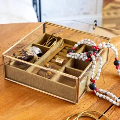 Boîte De Rangement|Décoration À Poser*alinea Boite en laiton et en verre 21x21x8cm - Doré